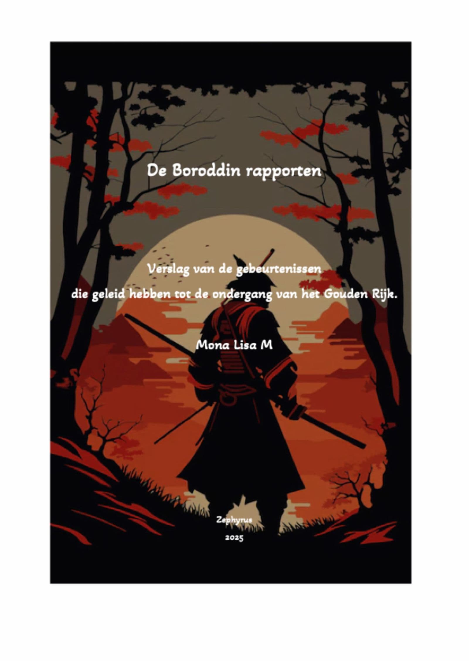 Boekomslag "De Boroddin rapporten" van Mona Lisa M., uitgegeven door Zephyrus